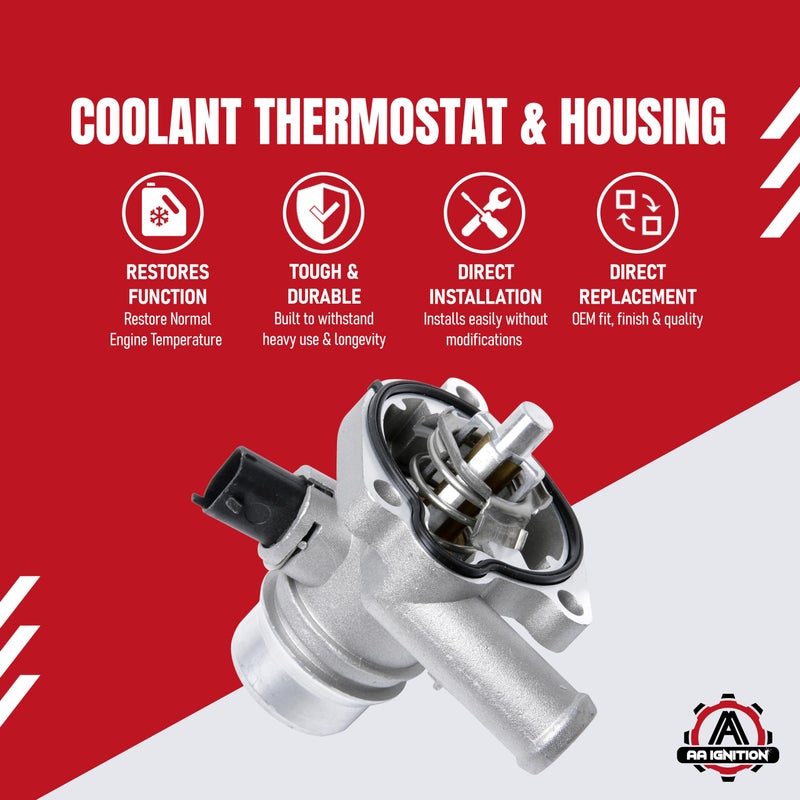 AA Ignition Coolant Thermostat and Housing Assembly with Sensors - Compatible with Chevy Cruze, Limited, Trax, Sonic 1.8L & 1.6L - Replaces 25192228, 55564890, 15-81816, 902-033, 55579951 - Full Aluminum - Image 2